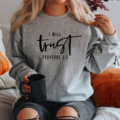 Damen Sweatshirt Bequem Motivierender Schriftzug Grau Eveloria