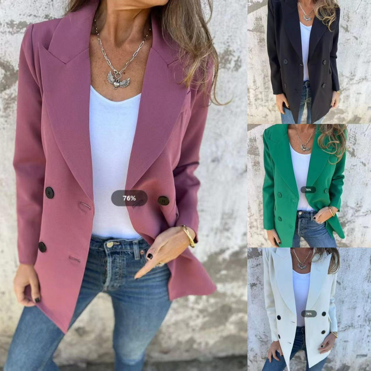 Damen Blazer Doppelter Knopfleiste Stylischer Schnitt Eveloria - Eveloria