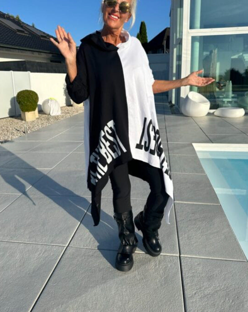 Damen Oversized Hoodie Kontrastfarben Eveloria