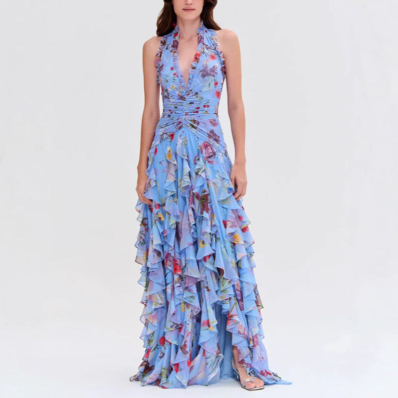 Eveloria Damen Abendkleid Rüschen Schwarz - Eveloria