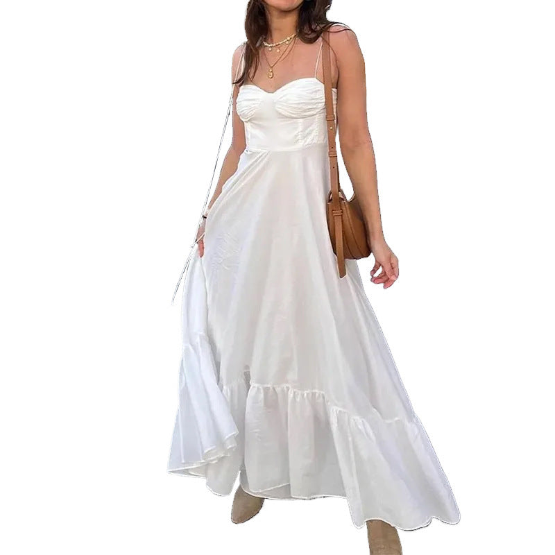 Damen Maxikleid Schulterfrei Voluminöser Rock Eveloria