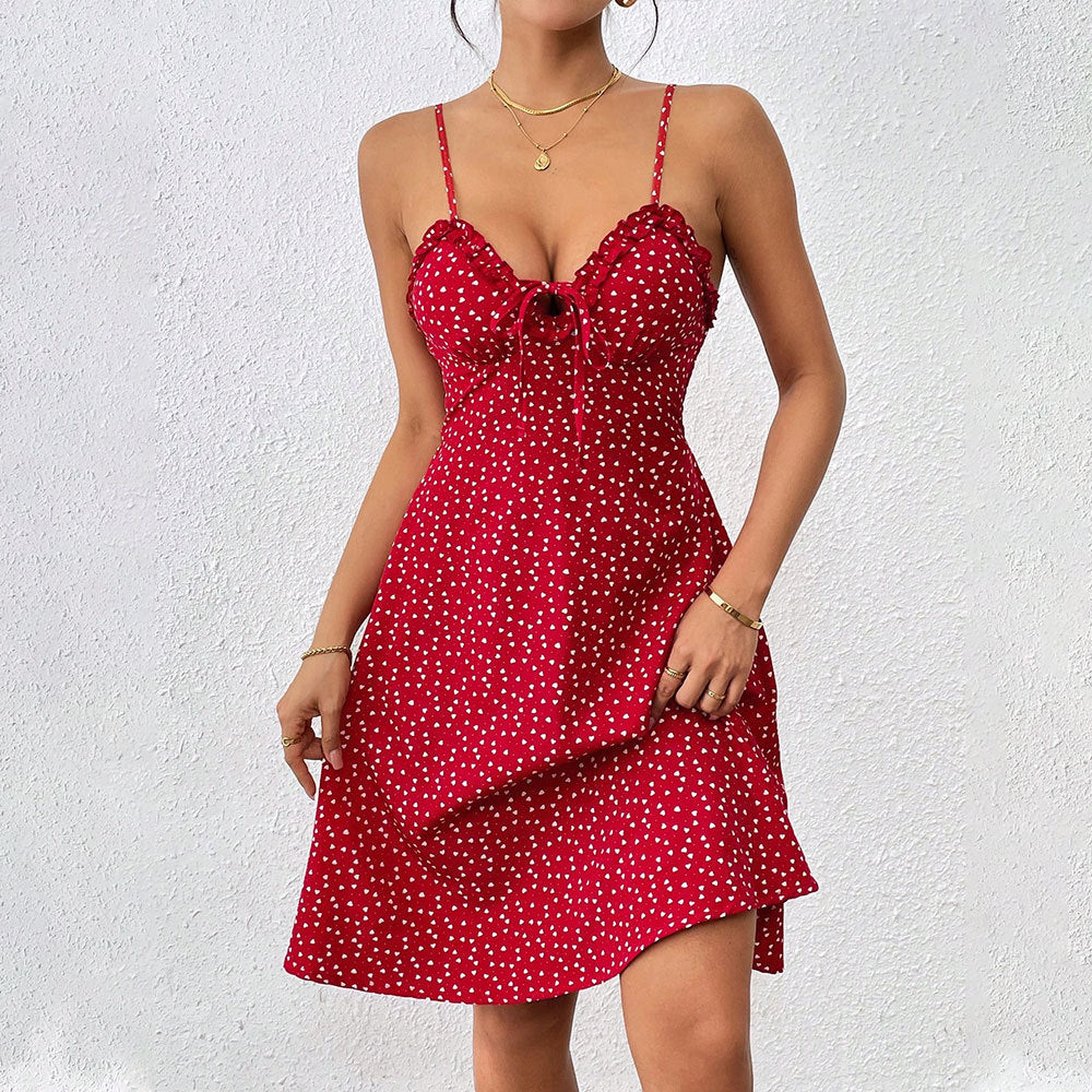 Damen Minikleid Luftiger Schnitt Rüschendetail Eveloria