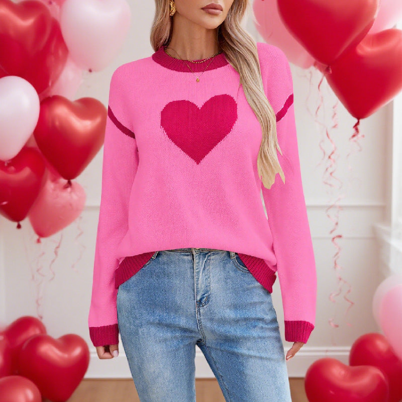 Damen Strickpullover Herzmotiv Lässig Eveloria - Eveloria
