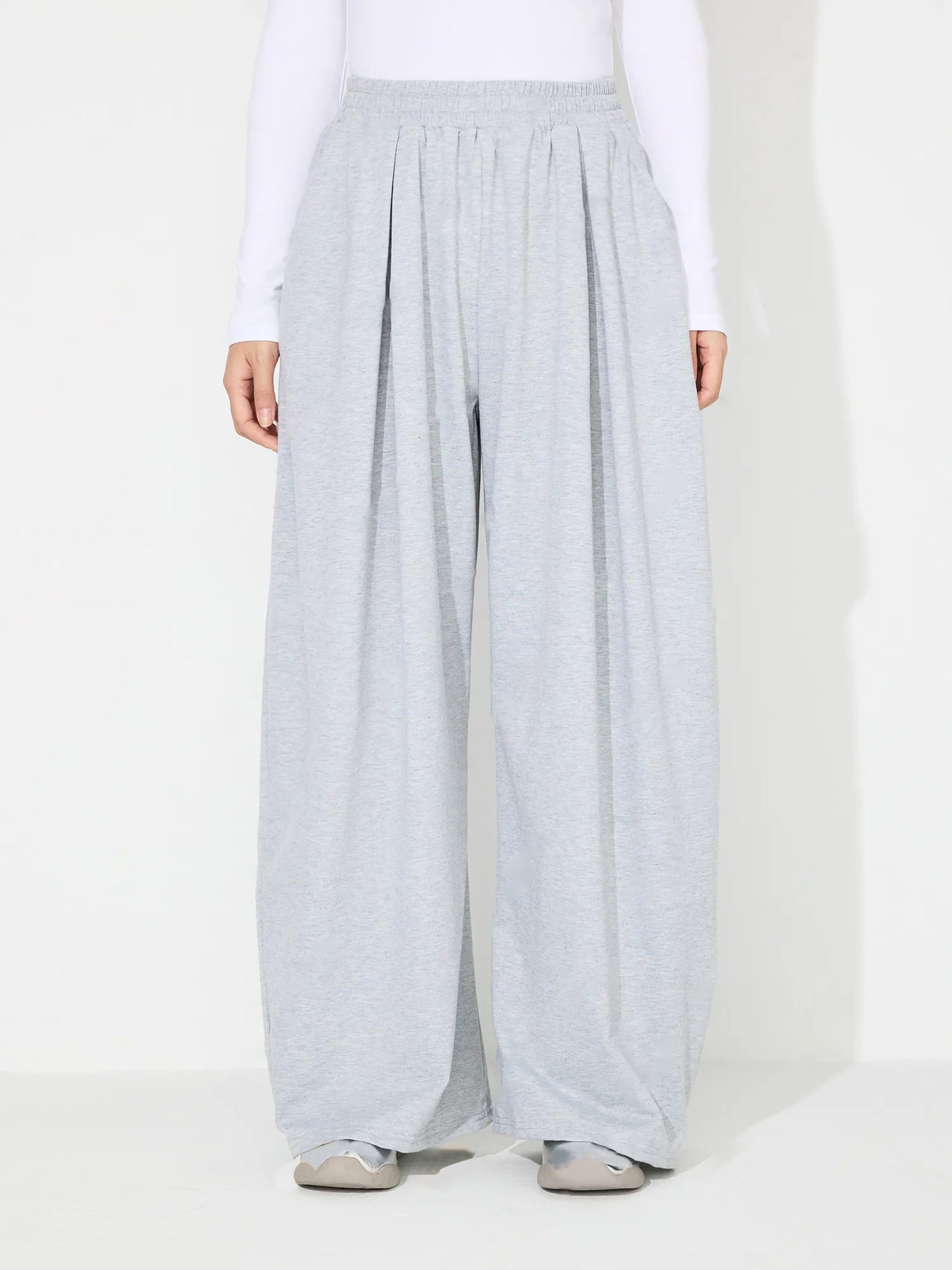 Damen Palazzo-Hose Elastischer Bund Falten Eveloria