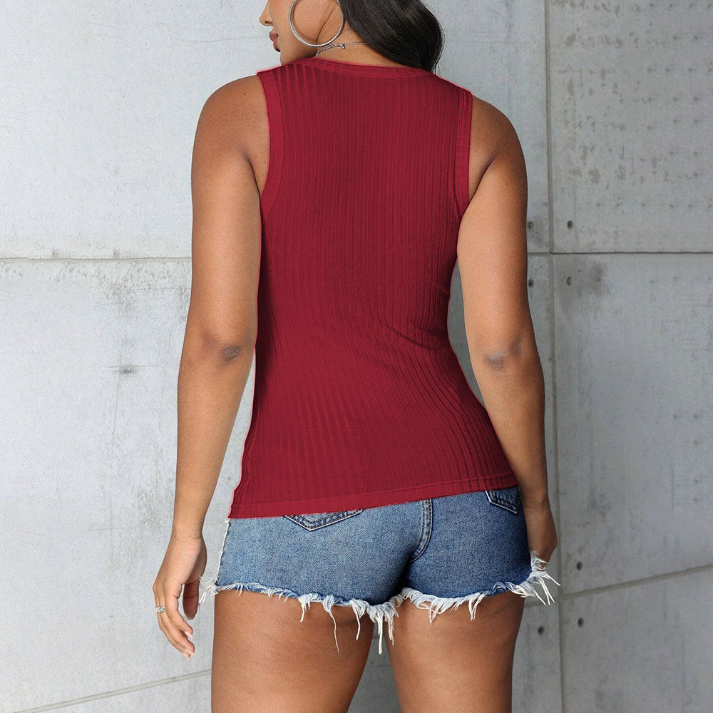 Damen Tanktop V-Ausschnitt Figurbetonter Stoff