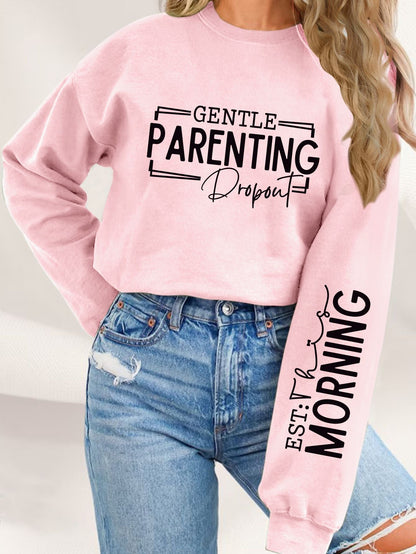 Damen Sweatshirt Elternschaftsmotiv Lässig Grau Eveloria