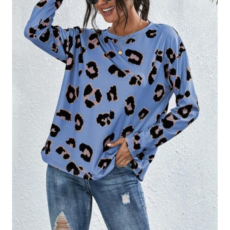 Damen Leopardenmuster Pullover aus Baumwolle