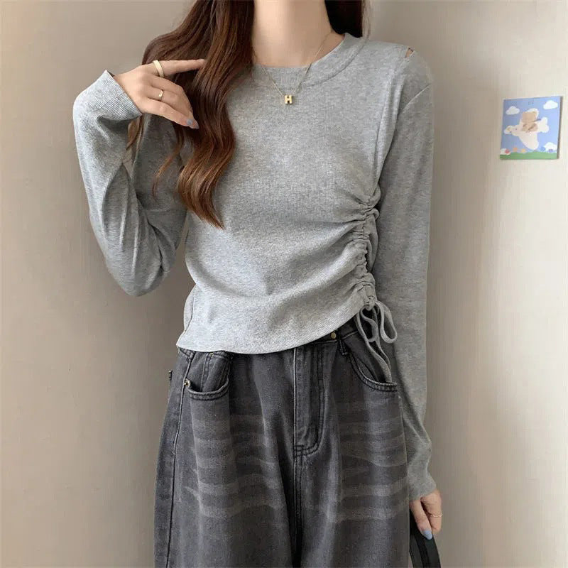 Damen Langarmshirt Rüschendetail Lässig
