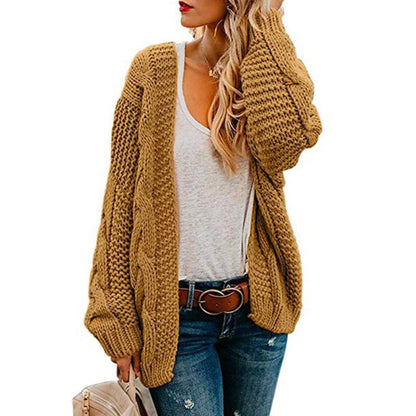 Damen Grobstrick-Cardigan Zopfmuster Weit Schnitt Eveloria - Eveloria