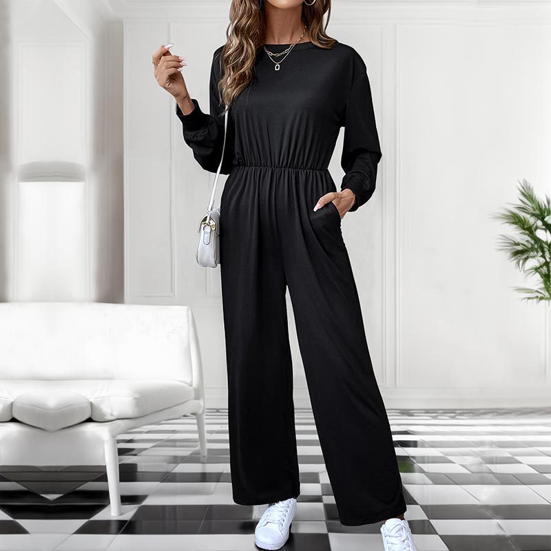Damen Jumpsuit Tailliert Mit Seitentaschen Eveloria