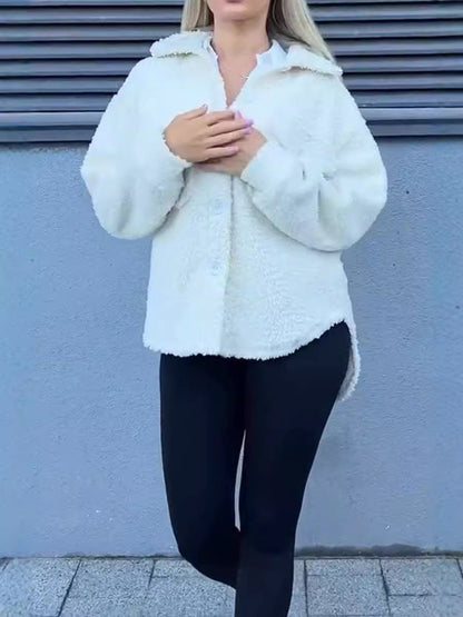 Damen Fleecejacke Lässig Mit Taschen Knopfdetails Eveloria