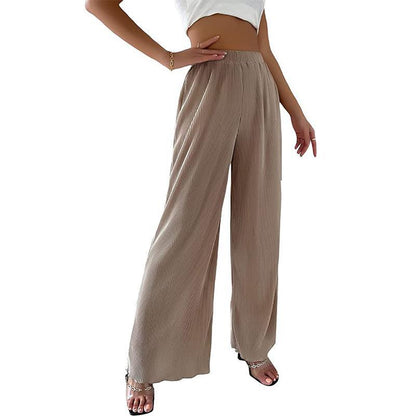 Damen Plissee-Hose Weites Bein Elastischer Bund Eveloria