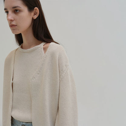 Damen Strickcardigan Bequem Elegant Grau