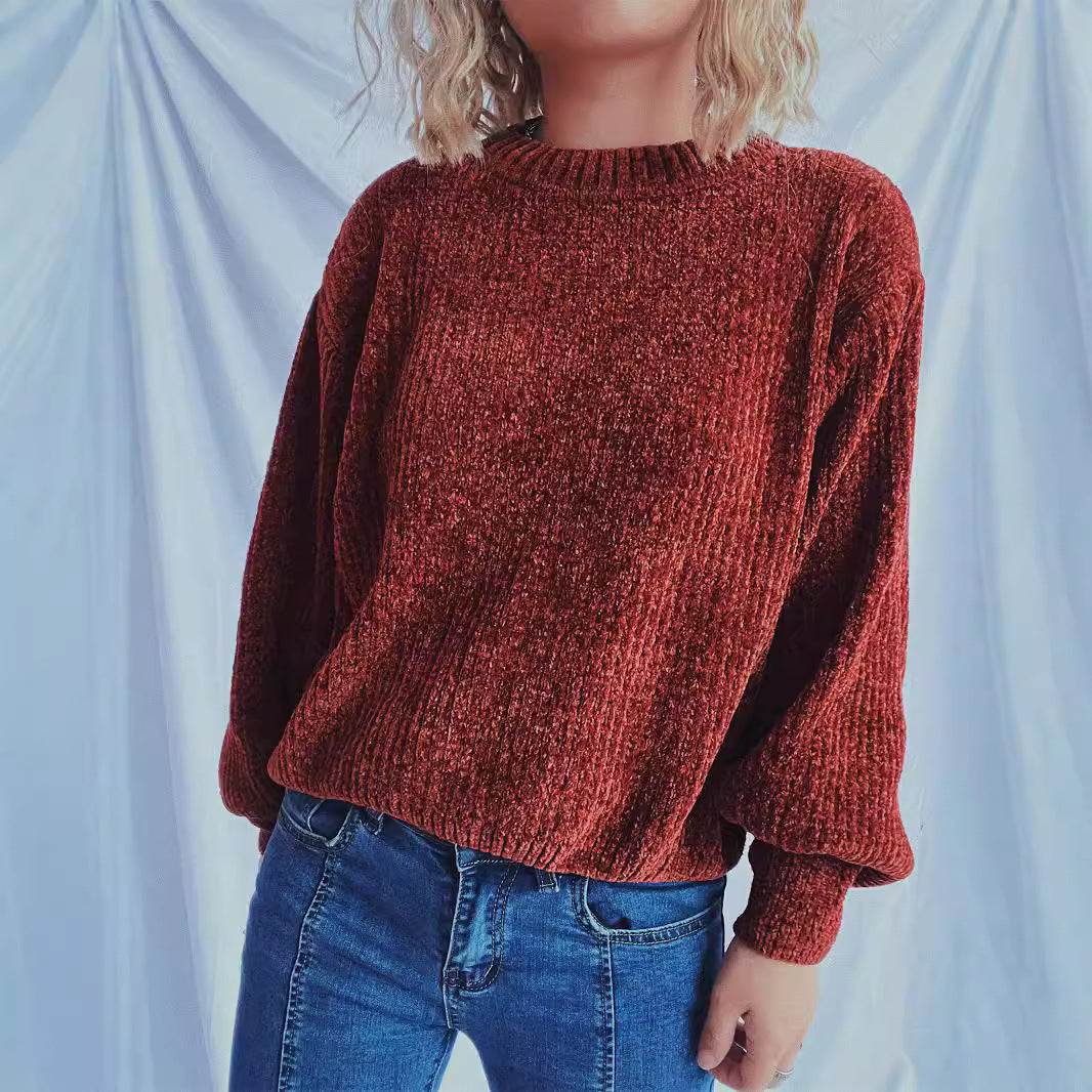 Damen Grobstrickpullover Weite Ärmel Strukturiert Beige