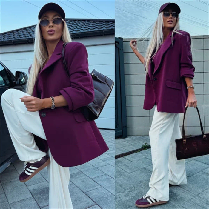 Damen Blazer mit Kapuze und Hose Elegant Schwarz - Eveloria