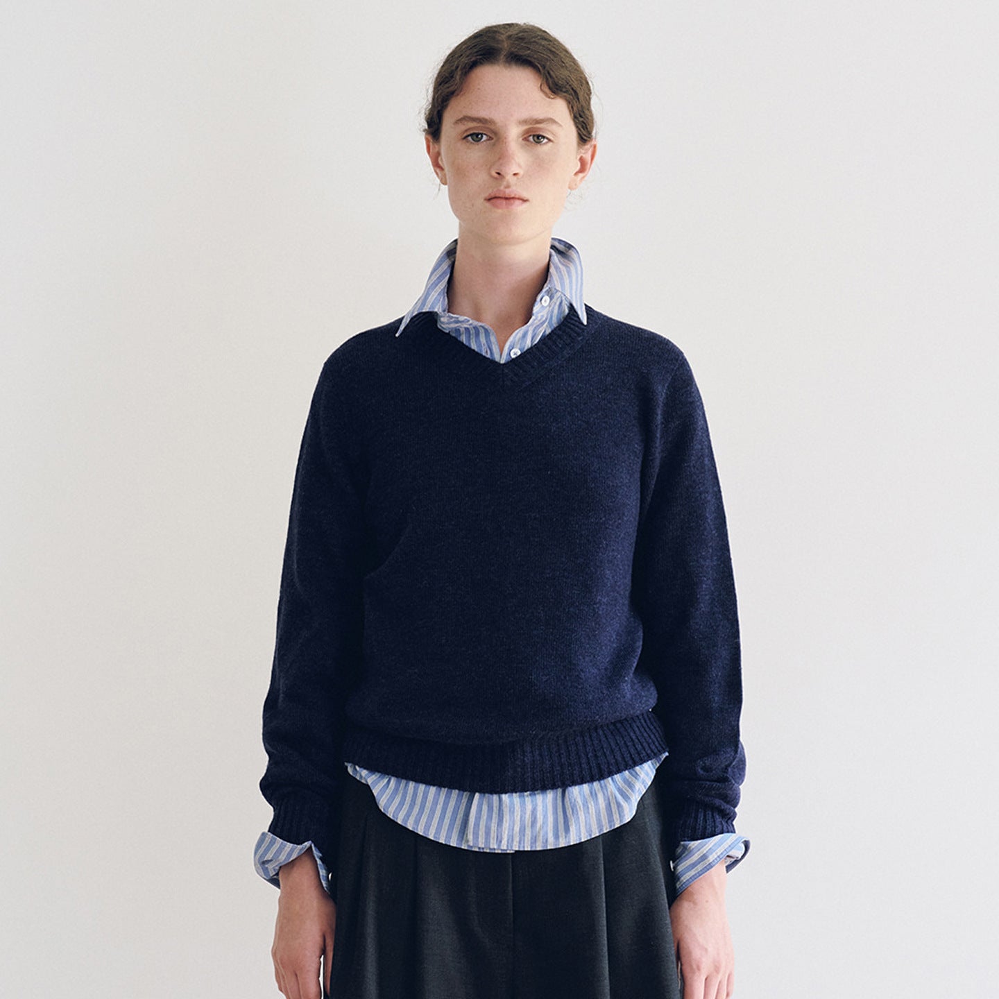 Damen Feinstrickpullover V-Ausschnitt Breites Bündchen Eveloria