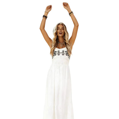 Damen Maxikleid Florale Applikationen Eveloria