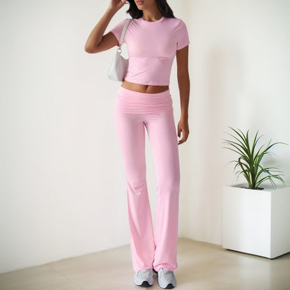 Damen Sportset Figurbetonter Flare Leggings Eveloria
