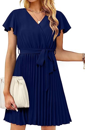 Damen Wickelkleid Plissierte Details Eveloria