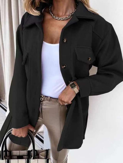 Damen Modische Jacke Lässiger Schnitt Praktische Taschen Eveloria