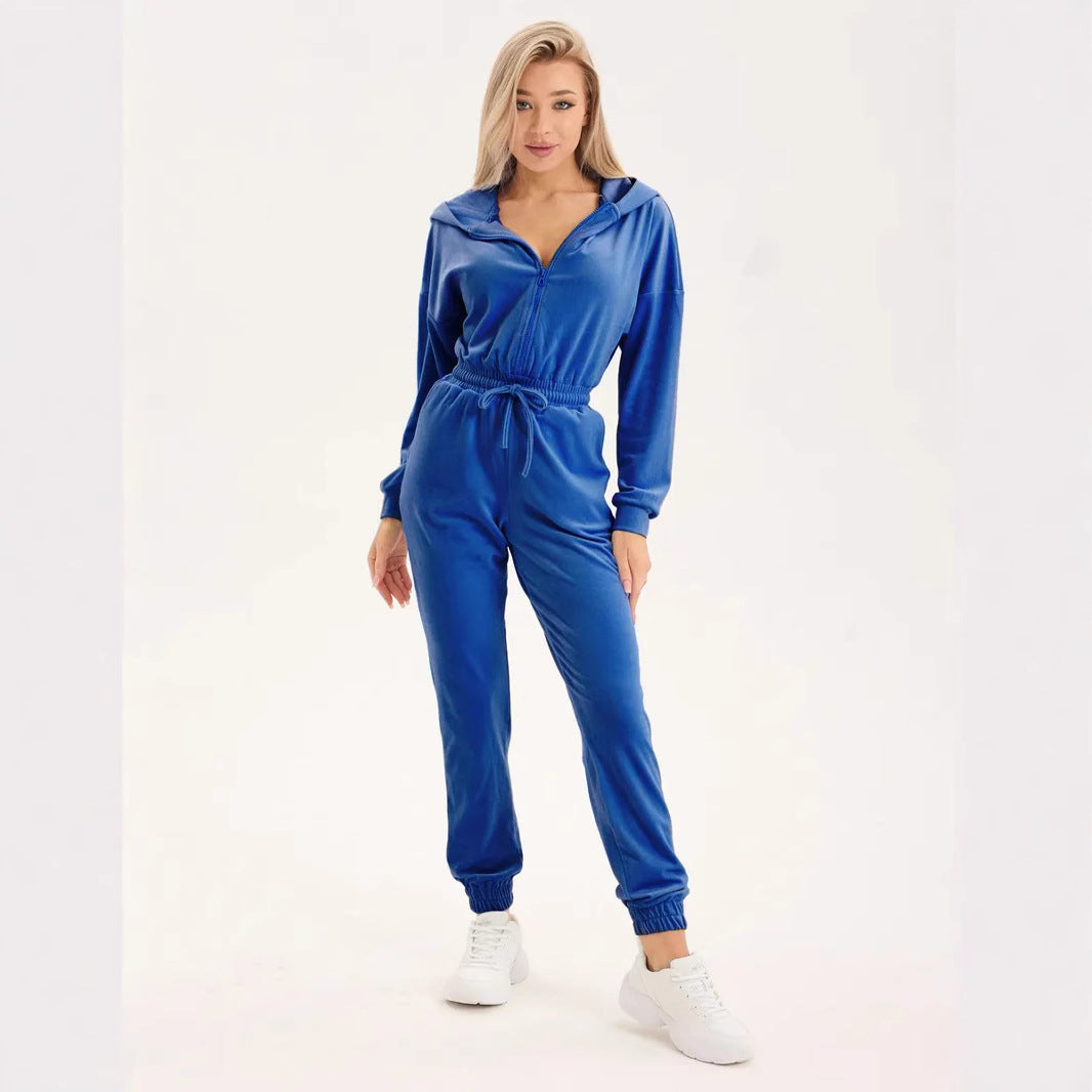 Damen Fleece-Overall Elastischer Bund Praktischer Reißverschluss