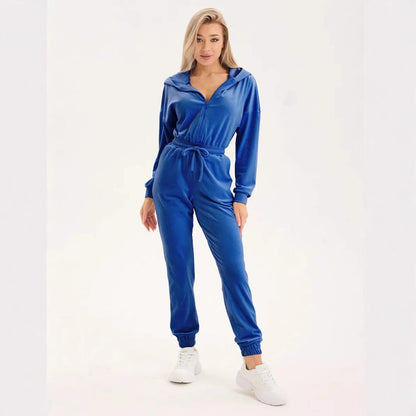 Damen Fleece-Overall Elastischer Bund Praktischer Reißverschluss