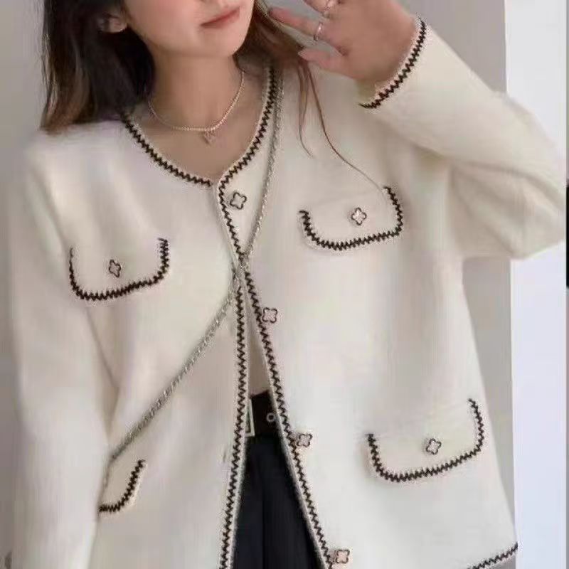 Damen Strickjacke Kontraststich Eveloria