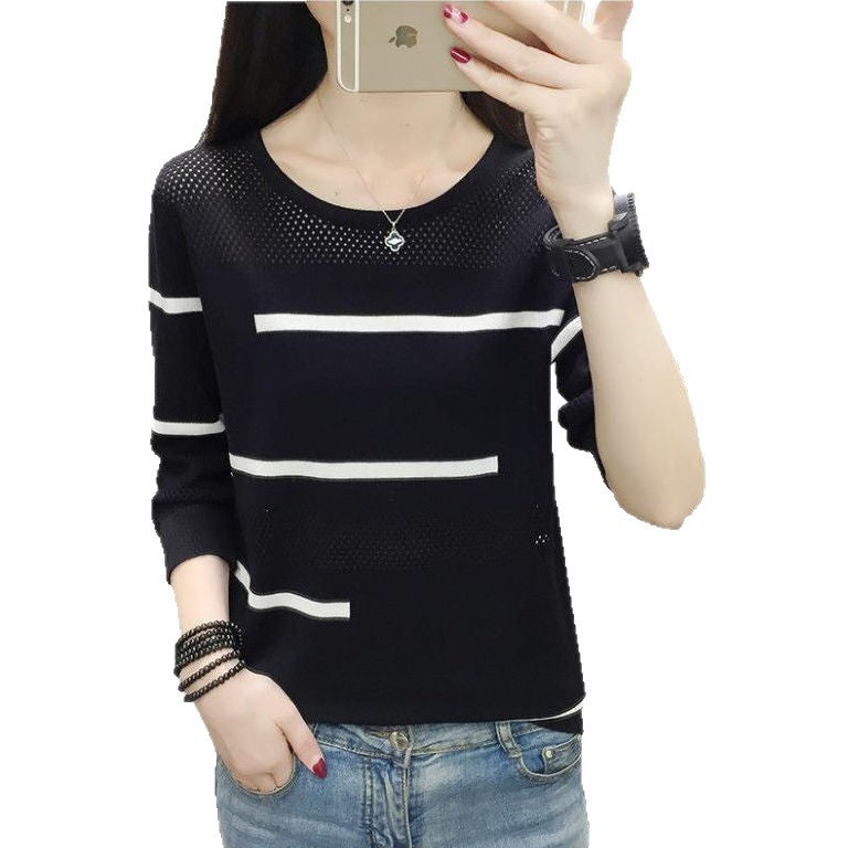 Damen Feinstrickpullover Streifenmuster Eveloria