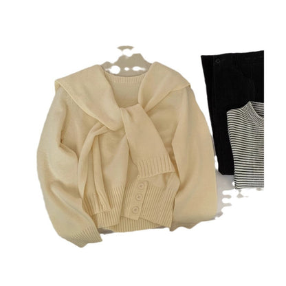 Damen Pullover Abnehmbarer Kragen Eveloria