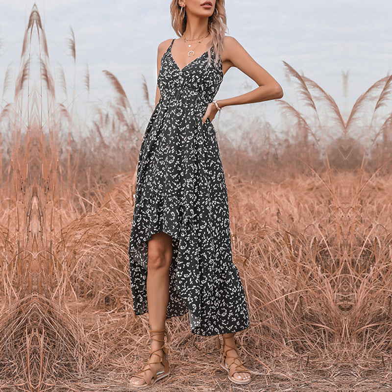 Damen Maxikleid Blumenmuster Rüschen Hochwertig - Eveloria