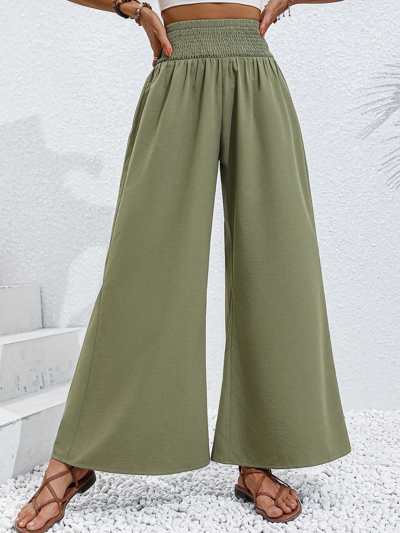 Damen Palazzo-Hose Elastischer Bund Lässiger Schnitt Eveloria