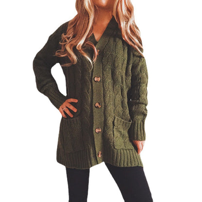 Damen Strickjacke V-Ausschnitt Knöpfe Grau Eveloria