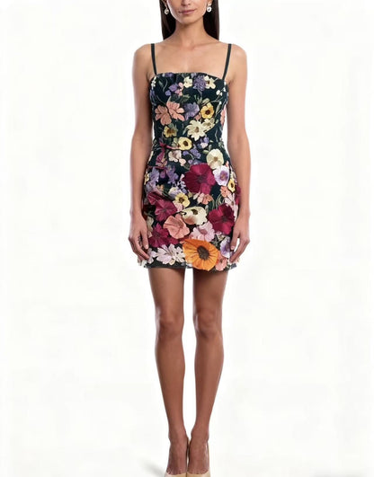 Damen Spitzenkleid Floral Stickerei Durchsichtig
