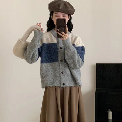 Damen Grobstrickjacke Knöpfe Trendfarben Eveloria