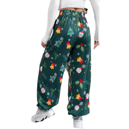 Damen Pyjamahose Weites Bein Festliches Muster Eveloria