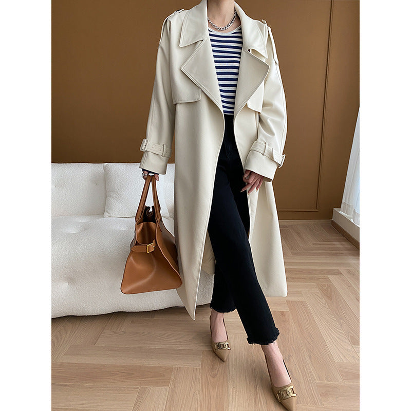 Damen Trenchcoat mit Revers und Taschen Eveloria