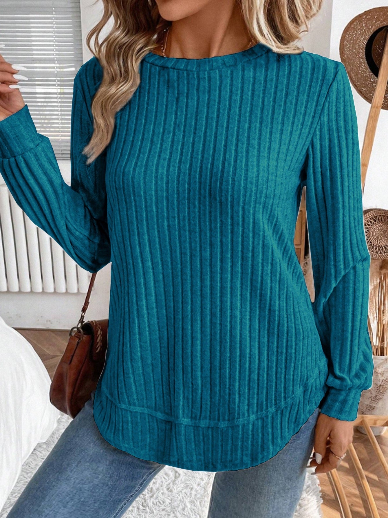Damen Strickpullover Lässig Vertikale Streifen