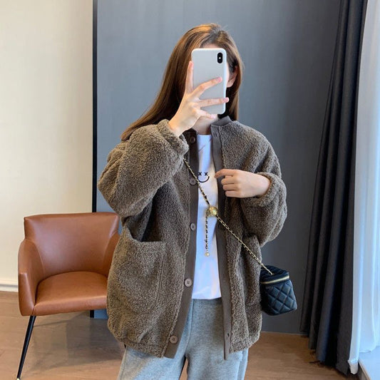 Damen Oversized-Jacke Flauschig Große Taschen Schwarz Eveloria - Eveloria