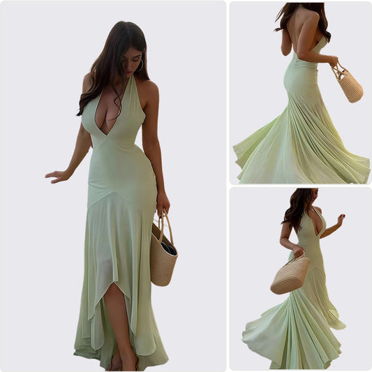Damen Abendkleid V-Ausschnitt Fließend Wasserfall-Saum Eveloria - Eveloria