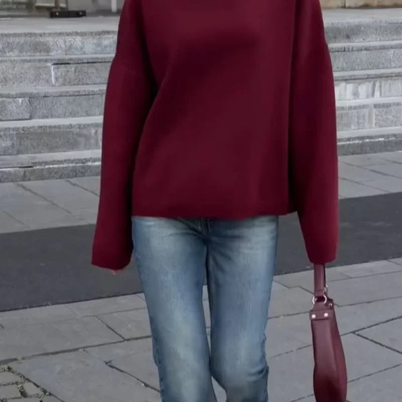 Damen Oversized Pullover Eveloria Weich Beige