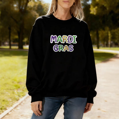 Damen Sweatshirt Mardi Gras Schriftzug Eveloria