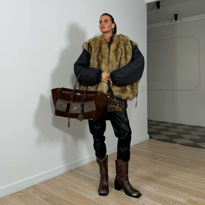 Damen Modische Jacke Kunstfellkragen Eveloria