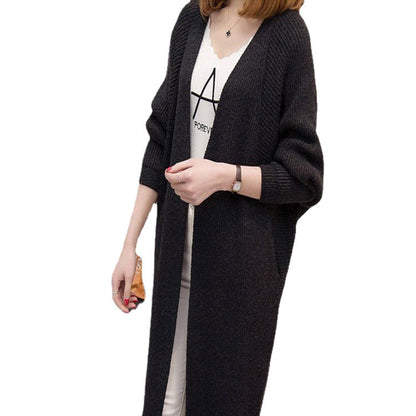 Damen Strickcardigan Offene Front Tieftaschen Beige Eveloria