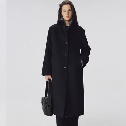 Damen Mantel Langer Mantel mit Revers und Taschen Eveloria