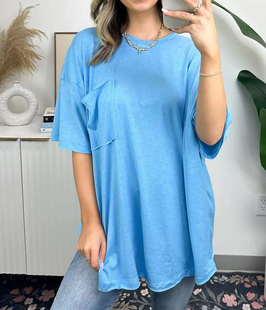 Damen Oversized T-Shirt mit Tasche Eveloria