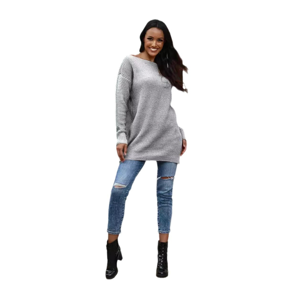 Damen Strickpullover Weites Design Strukturiert Eveloria