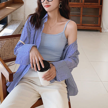 Damen Cropped Elastisch Schmale Träger
