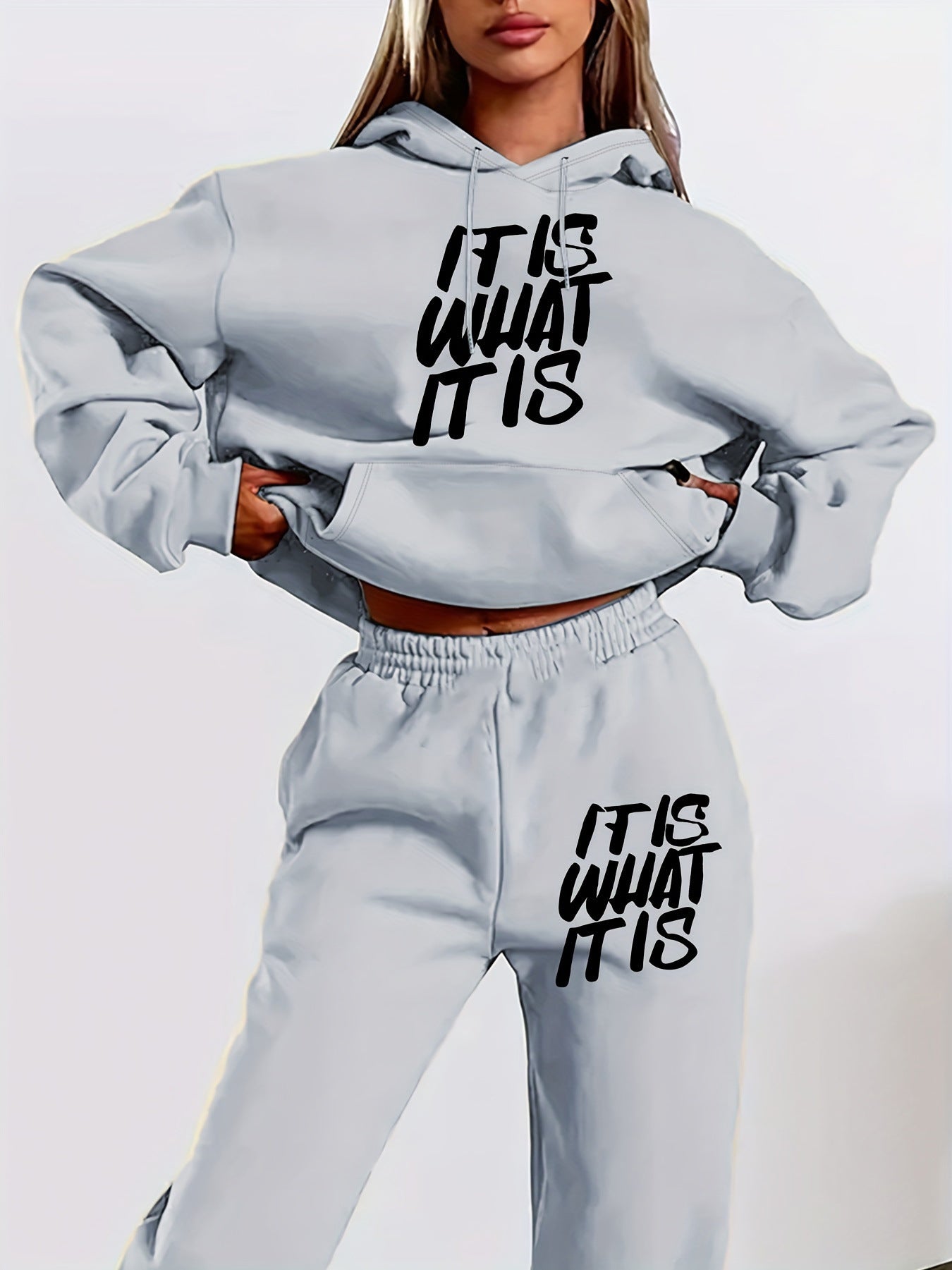 Damen Jogginganzug Statement-Print Lässiger Schnitt