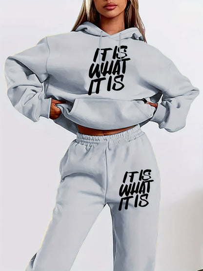 Damen Jogginganzug Statement-Print Lässiger Schnitt