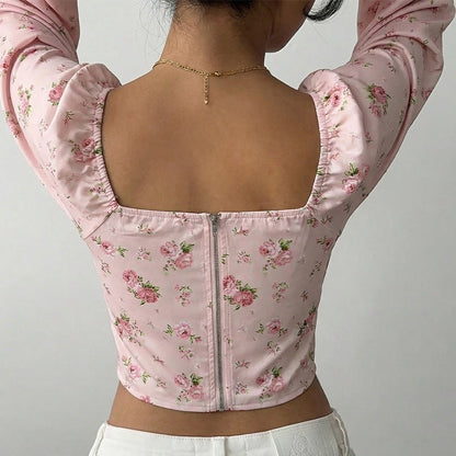 Damen Bluse Romantische Blumenmuster Bluse